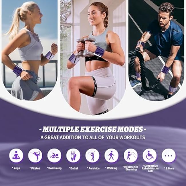 Wrist Weights for Women At Home Ankle Weights Set of 2 (1 lb /2 Lbs Each) Adjustable Weighted Wristbands Arm Leg Weights for Women Men Suitable for Walking Swimming Running Pilates Yoga Gym