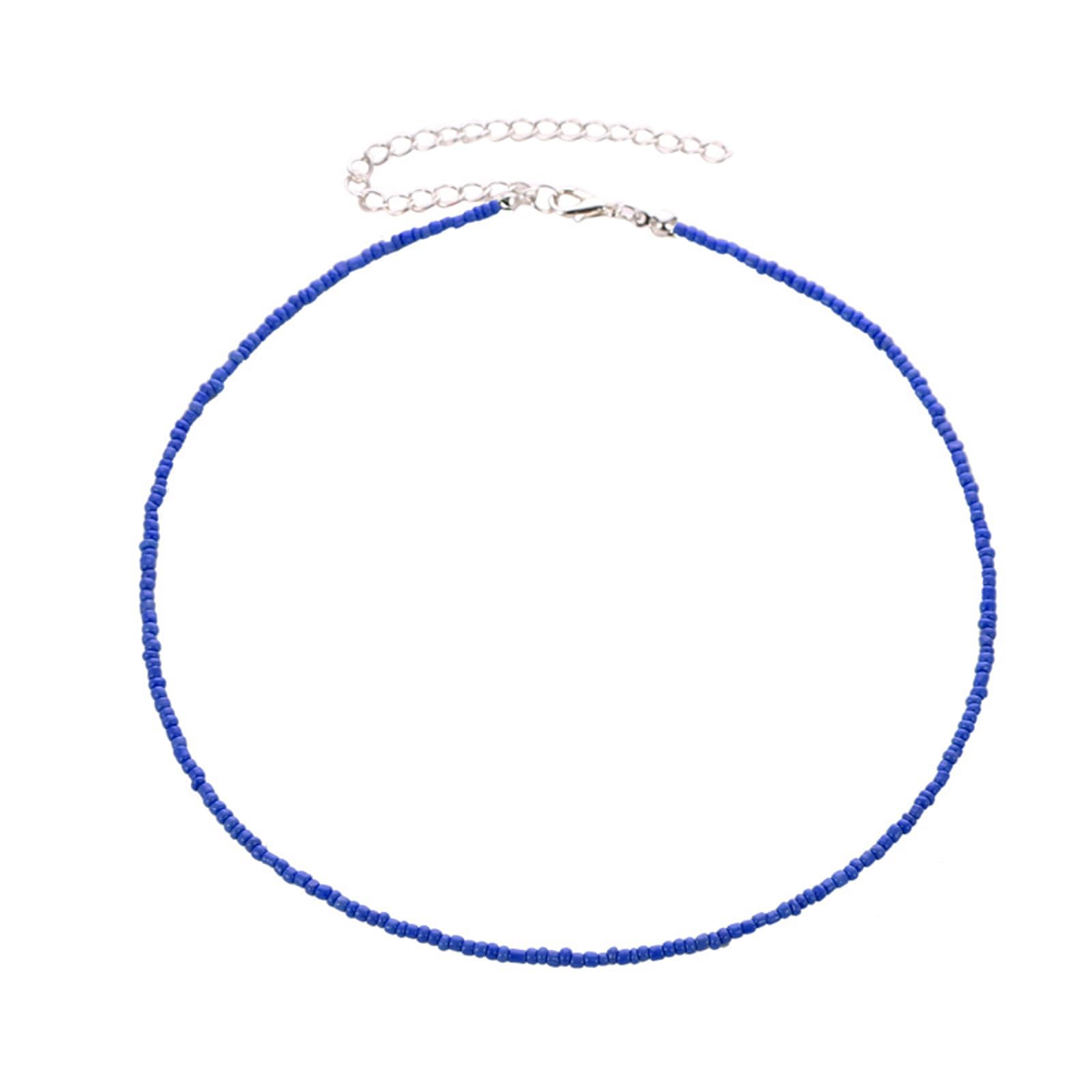 WLNEXT Colorful Bohemia Beaded Necklaces for Women Ethnic Beach Choker Jewelry Colorful Bead Clavicle Chain