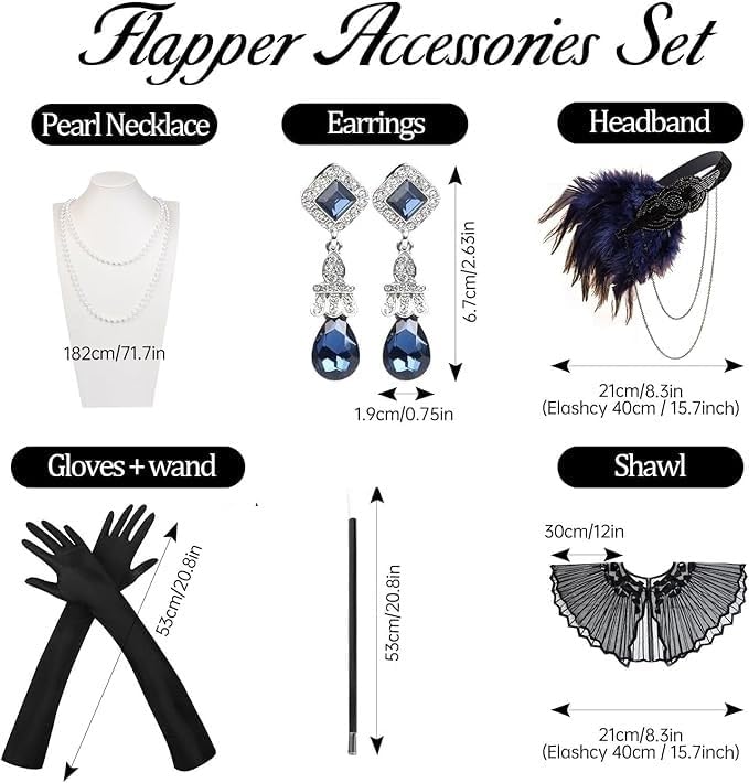 1920s Flapper Gatsby Accessories Set Fashion Roaring 20's Theme Set with Headband Headpiece for Women - Image 2