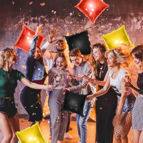 Image of Metallic Red Black and Gold Double Sided Square Foil Balloons Wall,19 Inches Chrome Foil Balloons Tunnel Arch Kit for Bachelorette,Anniversary,Wedding,Birthday,2026 Graduation Party Decorations