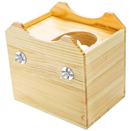 Yesland Wood Chinchilla House, Natural Small Animal Hideout Hut for Chinchilla, Squirrel, Sugar Gliders in Cage -Ventilated Wooden Hamster Habitat with Multiple Doors - 8.5 X 6 X 8 Inches - Thumbnail 4