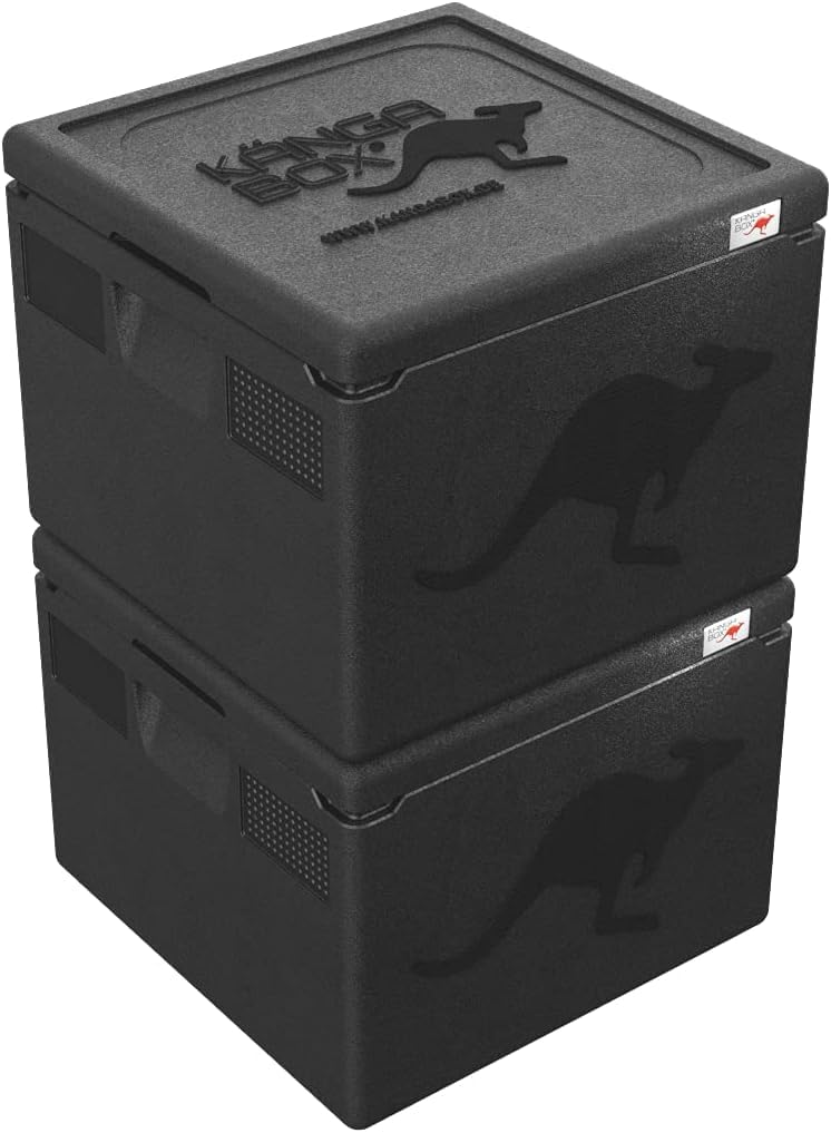 Easy Thermobox, quadratisch 35x35cm – Isolierbox für Pizza & Kuchen – Ultraleicht, stapelbar, stoßfest – Spülmaschinenfest & HACCP-konform – 21L, 32L, 40L