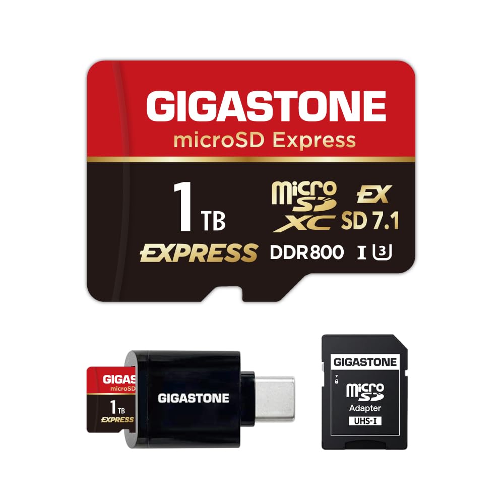 GIGASTONE 1TB microSD Express, MicroSDXC Express Memory Card SD 7.1 Speed up to R/W 800/650MB/s Compatible with Nintendo-Switch 2, Professional Camera, A1 V30 U3, with Adapter and Type C Card Reader-image-4