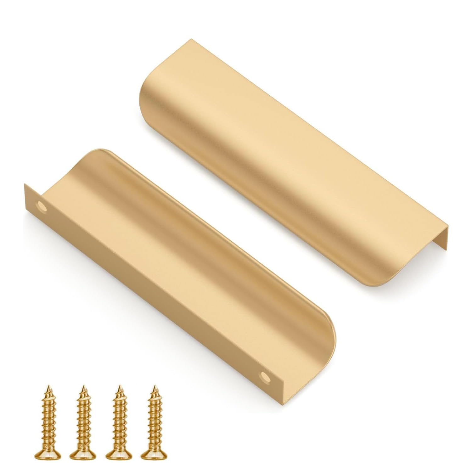 QZKJQDD 2 Pack Rose Gold Kitchen Cupboard Handles Finger Edge Pulls for Cabinets and Drawers 120mm Wardrobe Door Handles Modern Aluminum