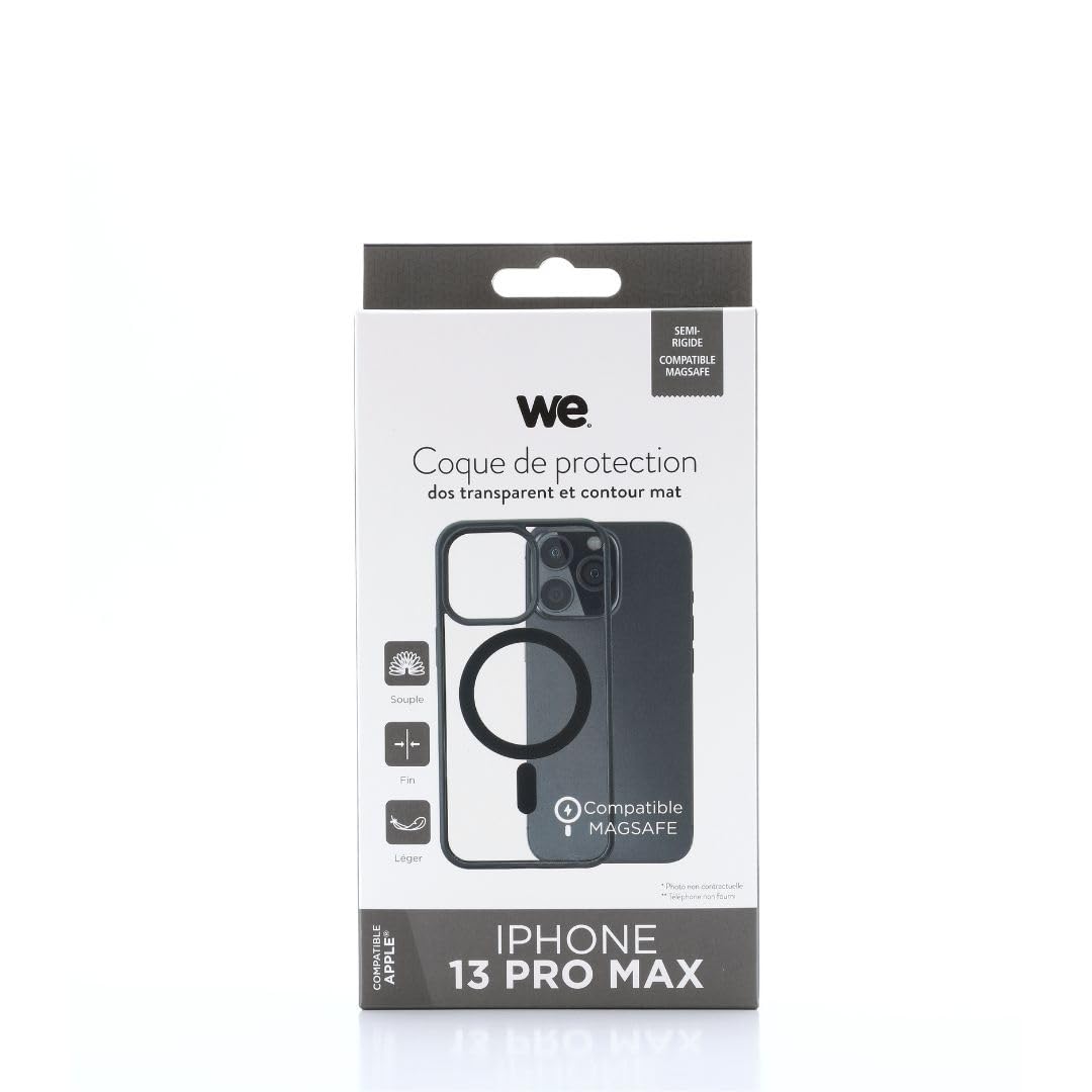 WE Custodia protettiva trasparente a 4 angoli rinforzati, antiurto, ultra resistente, semirigida, compatibile con iPhone 13 Pro Max