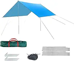 Toldo Impermeável Portátil 3x3m Para Camping, Praia e Viagens – Toldo à Prova de Chuva e Vento(azul quadrado,3m*3m)