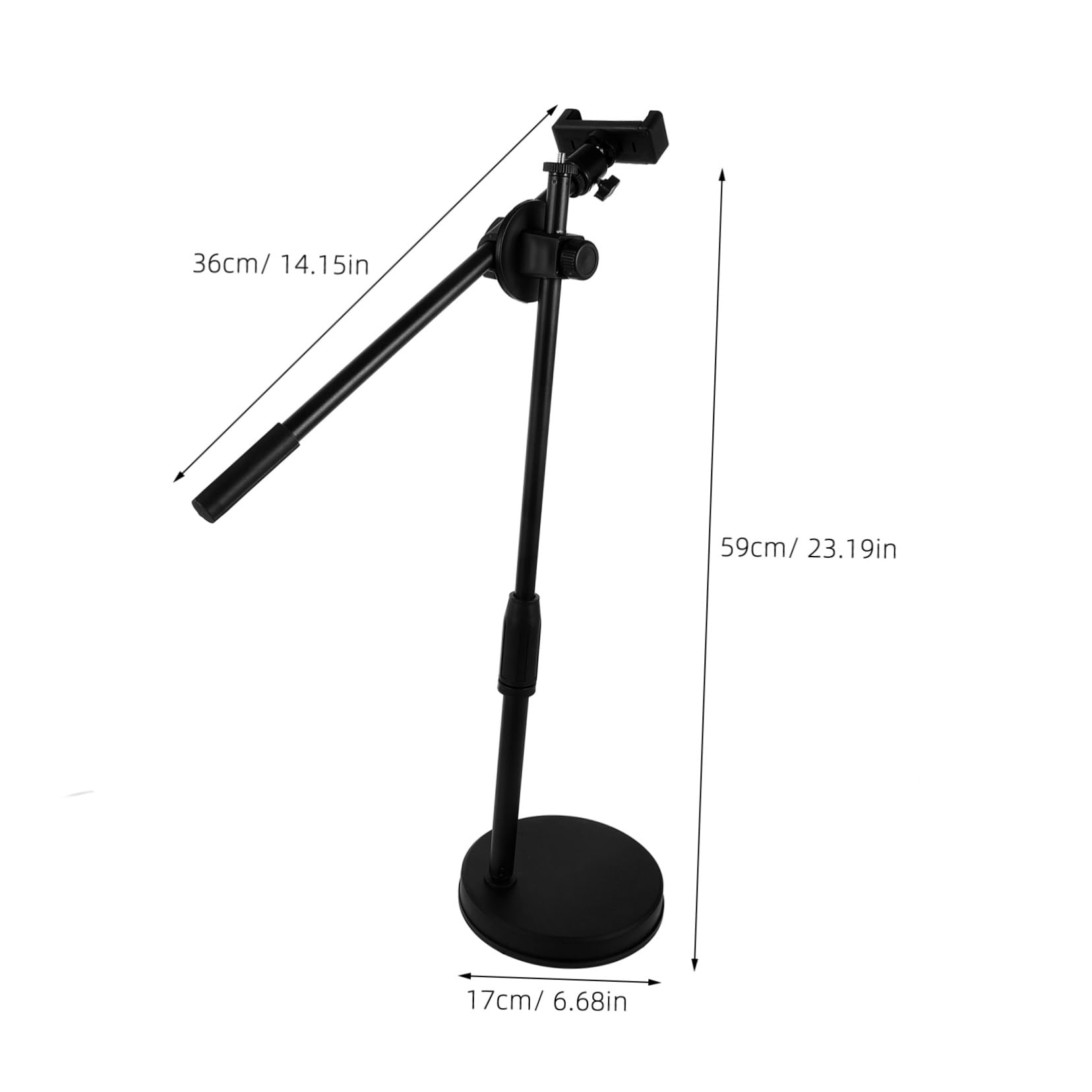 DOITOOL Soporte de Sobremesa para Teléfono y Cámara, Ángulo Ajustable, Rotación 360°, Adecuado para Grabación y Vídeo en Vivo, Base Negra Abs-Metal