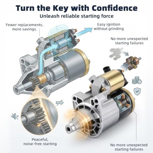 19026N Starter Motor Compatible con Chrysler Pacifica 2007-2008, Sebring 2007-2010, Town & Country 2008-2010, Dodge Avenger 2008-2010, Grand Caravan 2008-2010, 4608800AE M0T32371 SMT0343 41048151 miniatura 7