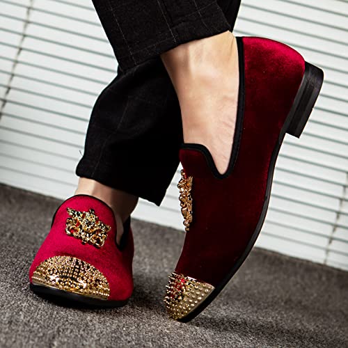 Image of Meijiana Mens Velvet Loafers Dress Shoes with Metal Embellishments Party Luxury Loafer Shoes