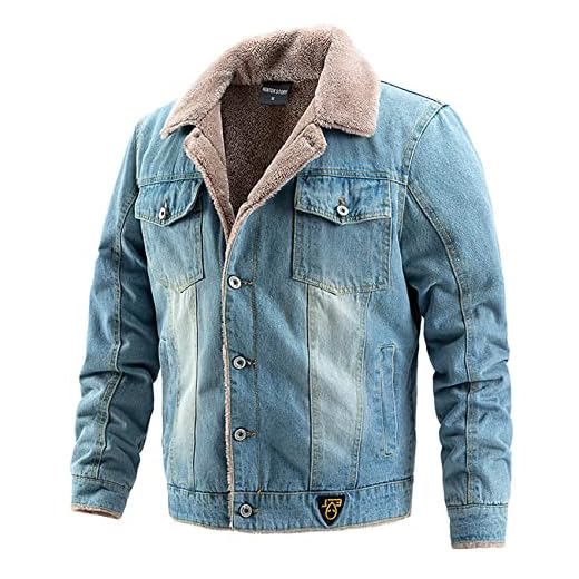 WHZXYDN Chaqueta Chaqueta Vaquera para Hombre, MáS Chaqueta Acolchada De Terciopelo Chaqueta Vaquera Informal para Hombre, para Hombre