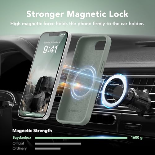 Image of Magnetic for iPhone 17e /iPhone 16e Case, Compatible with MagSafe, [Soft Anti-Scratch Microfiber Lining] Slim Silicone Shockproof Protective Phone Case for iPhone 17e /16e 6.1 inch, Calke Green