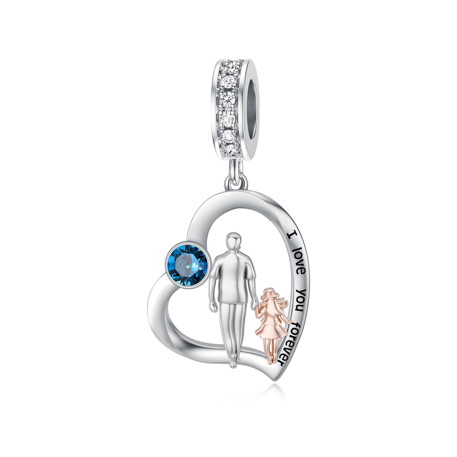 PROESS Father Mother Daughter Charm fit Charms Bracelet Sterling Silver Charms for Bracelets Birthday Valentines Day Gifts for Daughter Mother Lover