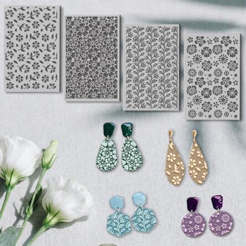 Argile polymère créative : créez vos boucles d'oreilles avec 4 feuilles de texture - 4