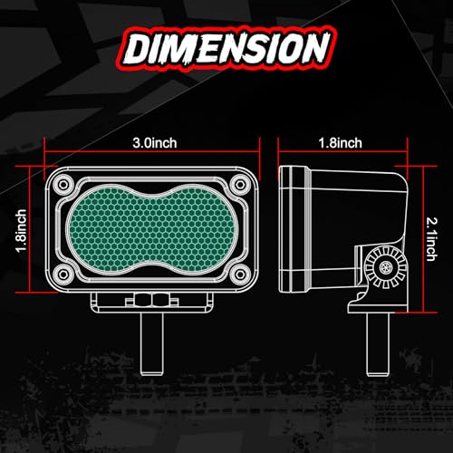 Image of Green LED Pod Lights 3 Inch Auxiliary Backup Rear Light Bar