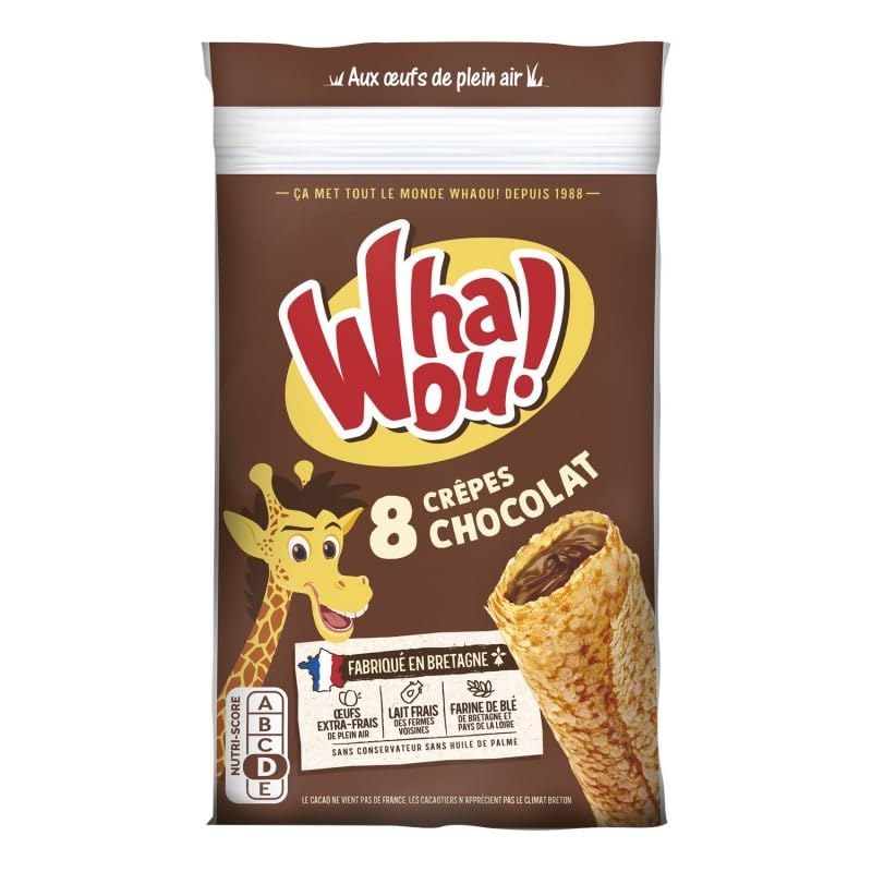 WHAOU! Crepes de chocolate – deliciosas y derretidas – 256 g – Ideal para gourmets – dulce dulzura para disfrutar – 4 unidades
