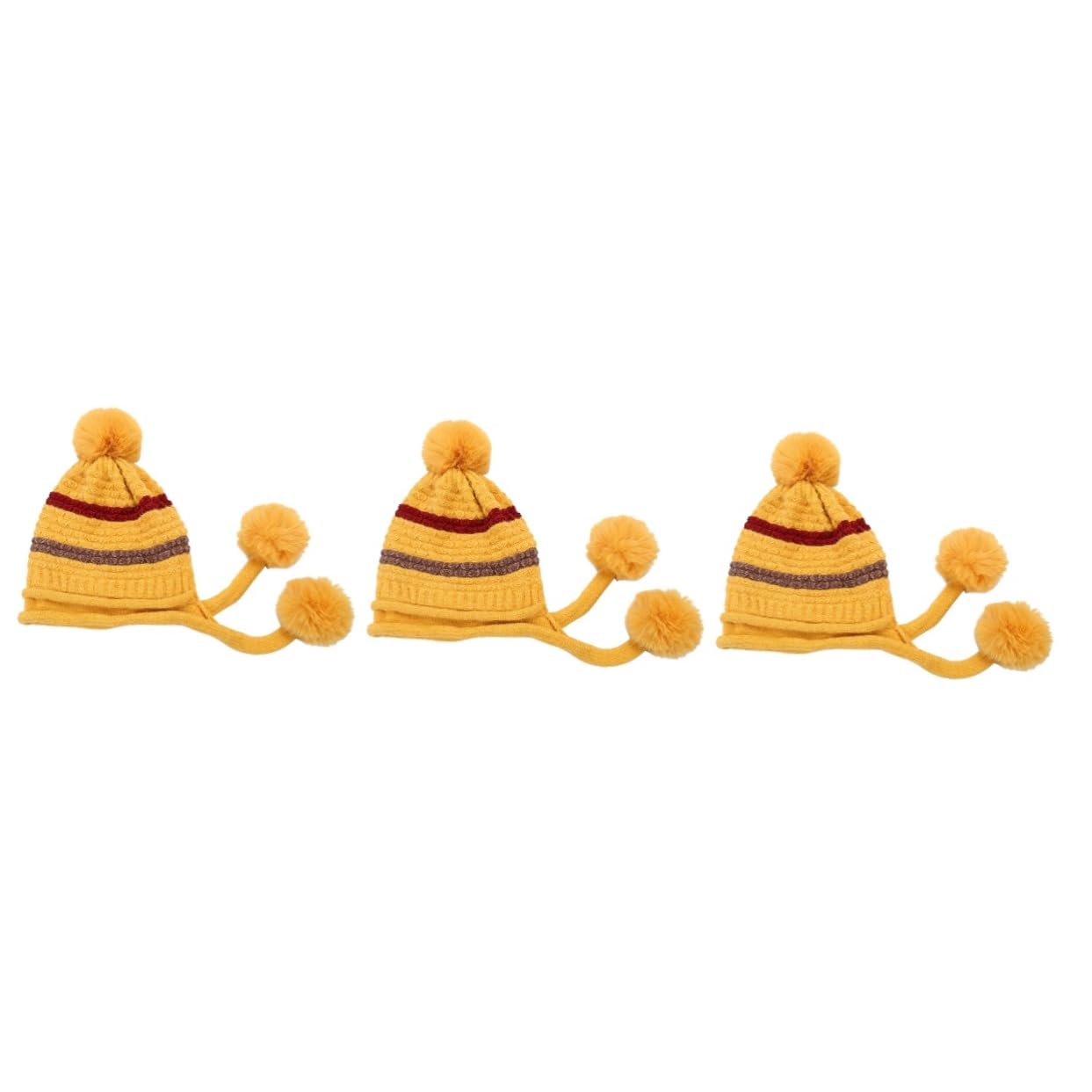SHERCHPRY 3piezas Gorro De Lana Pompones para Mujeres Sombrero Térmico Cálido De Esquí para Invierno Diseño Cómodo y Elástico Color Amarillo Único