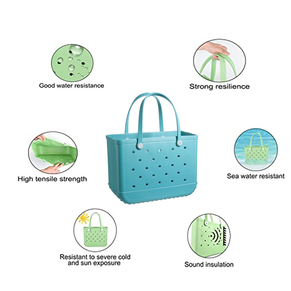 Bolso de Playa Grande Impermeable, Bolsa de Goma para Playa de EVA para Mujer con Agujeros, Bolsas de Viaje portátiles a Prueba de Arena, Lavable, para Al Aire Libre(Color:Violeta)