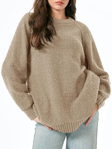 Image of Saodimallsu Womens Oversized Sweater Fuzzy Long Sleeve Casual Tunic Sweater