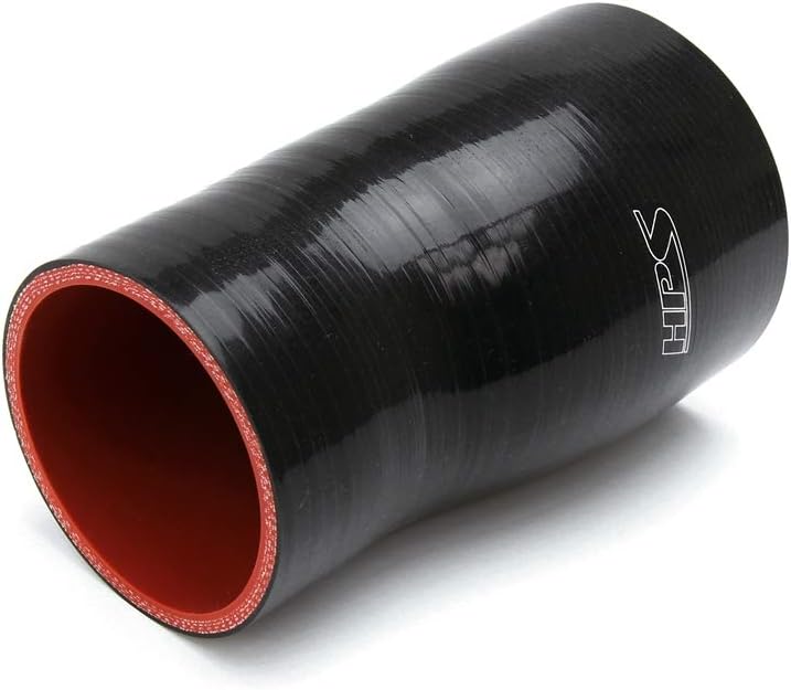 HPS 内径3-1/2インチ - 4インチ 長さ4インチ シリコンオフセットレデューサーカプラーホース 高温4層補強 ブラック (H