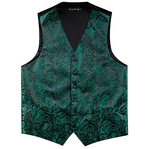 Image of Barry.Wang Formal Men Flower Vest Paisley Jacquard Silk Ties Suit Waistcoat Set Wedding 5PCS