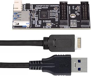 Cablecc 19/20Pin or Type-E Header to 5Gbps USB 3.0 19/20Pin Dual Ports Female PCBA Type Adapter 1 to 2 Splitter HUB