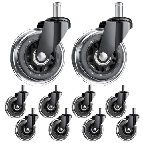 Image of Office Chair Wheels for Hardwood Floor, 10 Pack 3 Inch PU Casters