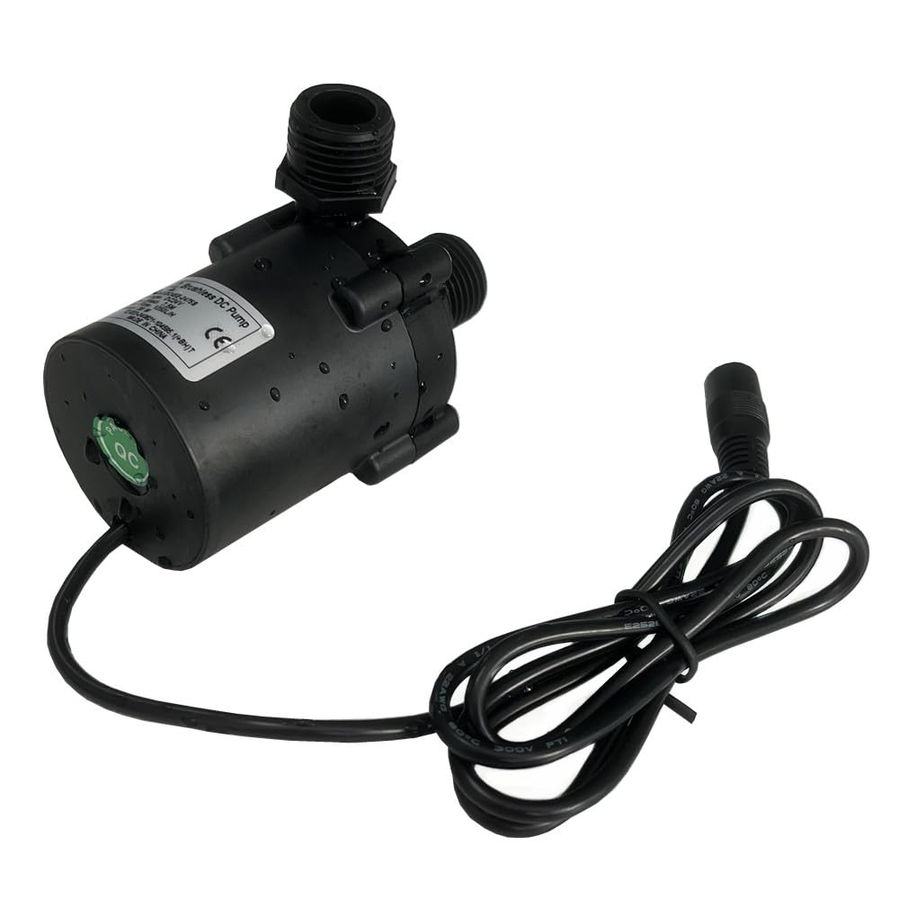 SHYSKY DC45E-2475S Micro Brushless DC Water Pump 24V 30W, 330GPH 24.6ft, Waterproof, 1/2 inch threaded ports, Low Noise Stable Long-term Work, For Small Water Cooling,Circulation,Gardening,Submersible