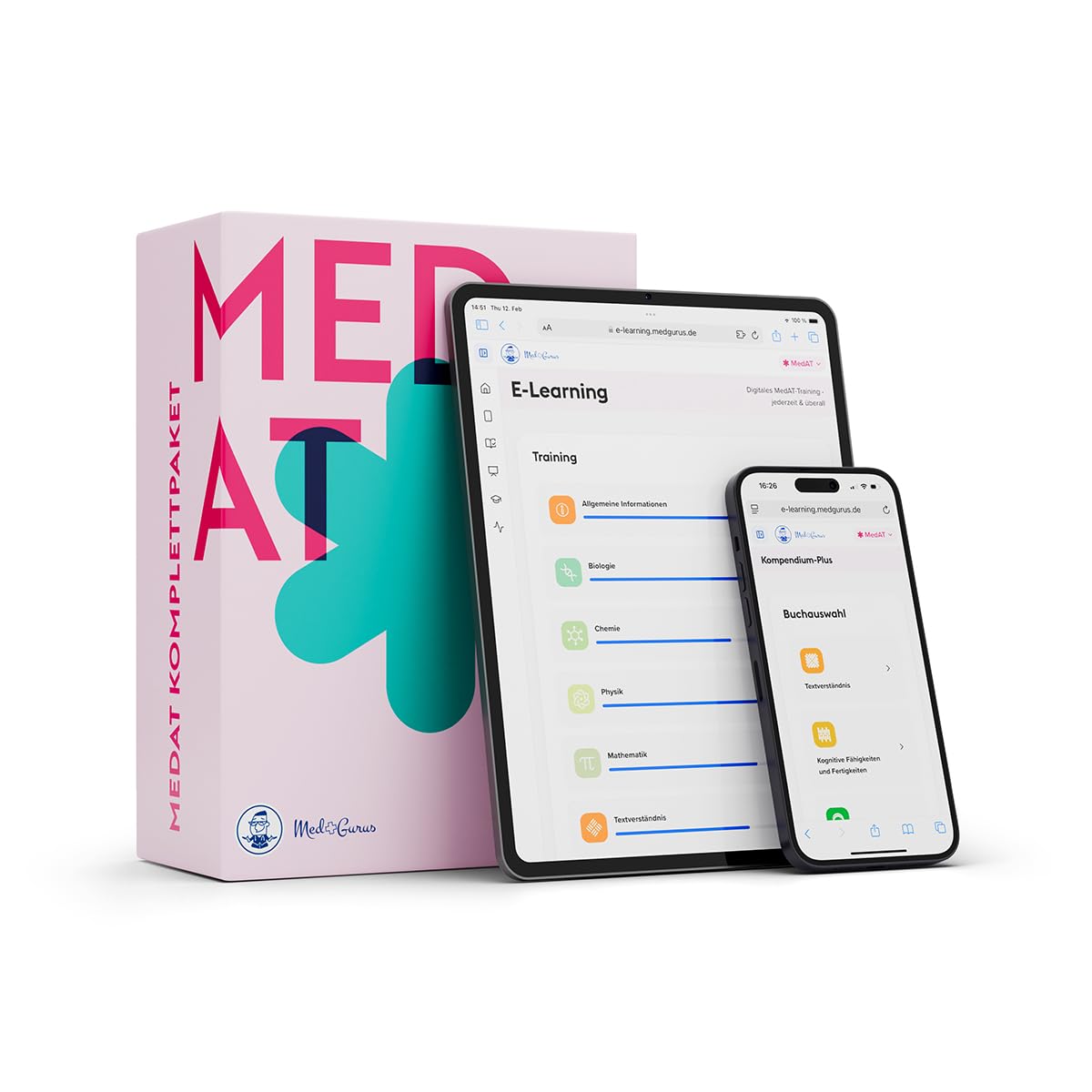 MedGurus - MedAT – Komplettpaket zur Vorbereitung auf den Medizinertest MedAT für das Medizinstudium in Österreich – Buchreihe & E-Learning mit über 8.000 Übungsaufgaben und MedAT Testsimulation
