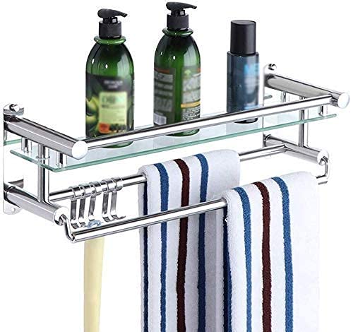 Porte-serviettes étagère de salle de bain en acier inoxydable compact