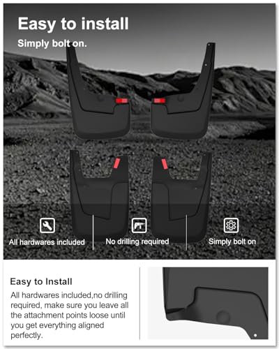 Image of Kiwi Master Mud Flaps for 2019-2024 Dodge Ram 1500 (Without OEM Fender Flares, Not Fits Classic or TRX), Heavy Duty Front & Rear Mud Guards, No Drill, 4 Pcs Set