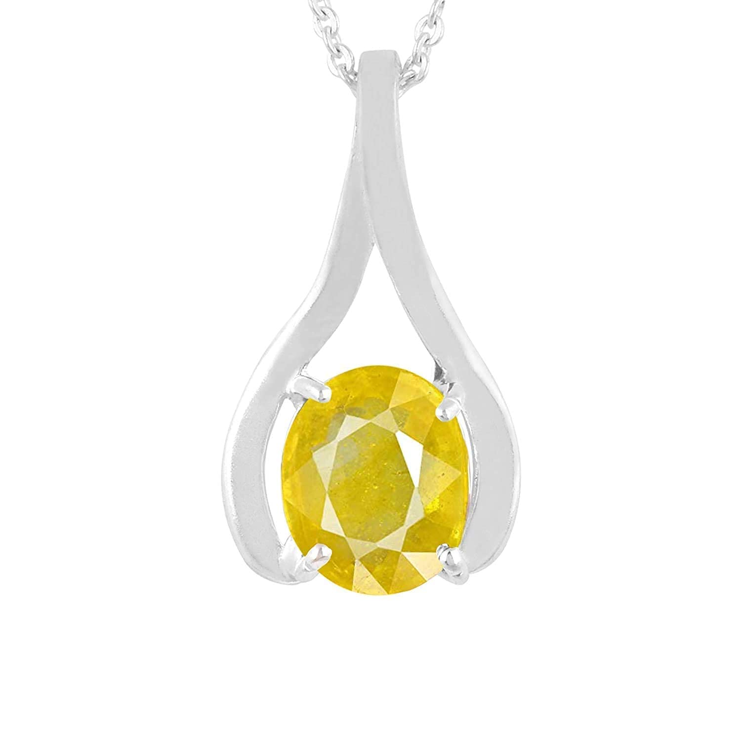 kirti sales 7.00 Carat AAA Certified Natural Yellow Sapphire Silver Plated Pendant/Locket for Men and Women-picture-20