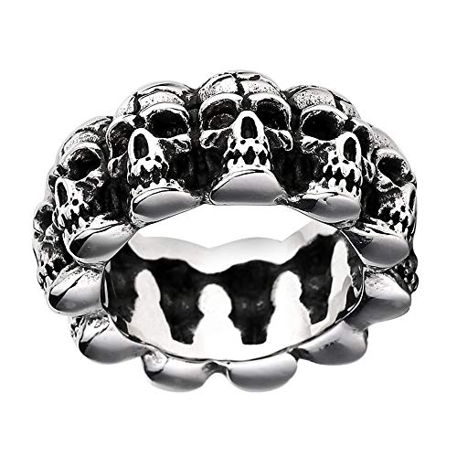 ZMY Mens Fashion Jewelry Rings, 316L Stainless Steel Biker Circle Skull Ring for Men (7)