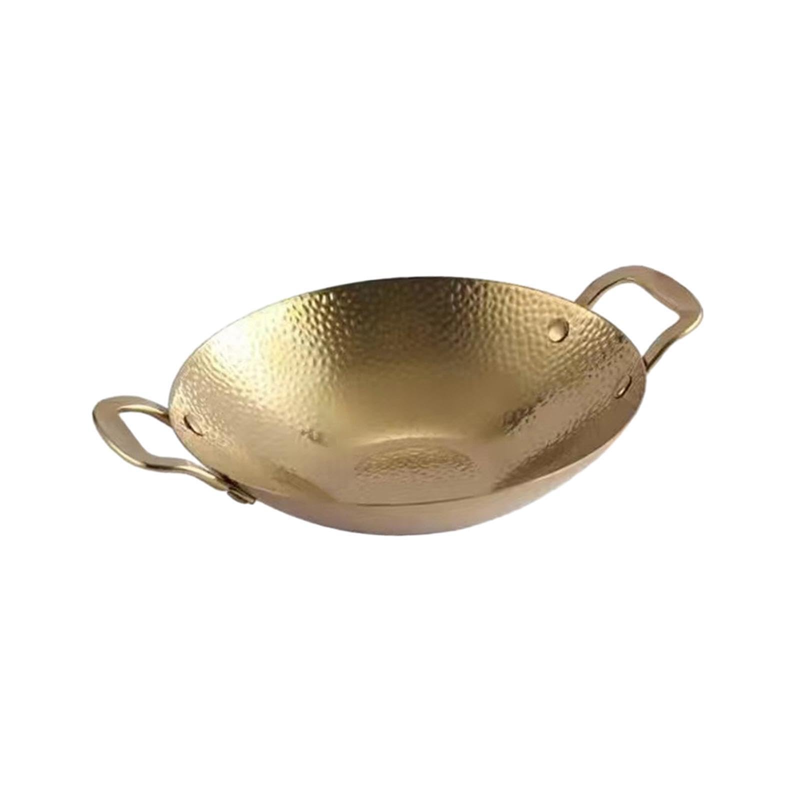 YIXANNX Korean Ramen Pot Stainless Steel Noodle Pot Fast Heating Cooking Solution Culinary Adventures Multipurpose Pan Dry Pots Kimchi Soup Camping Etc. Small, gold, M