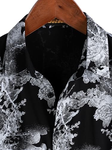 Image of JOTOOK Mens Hawaiian Shirt Short Sleeve Button Down Tropical Shirts Casual Floral Summer Beach Shirt