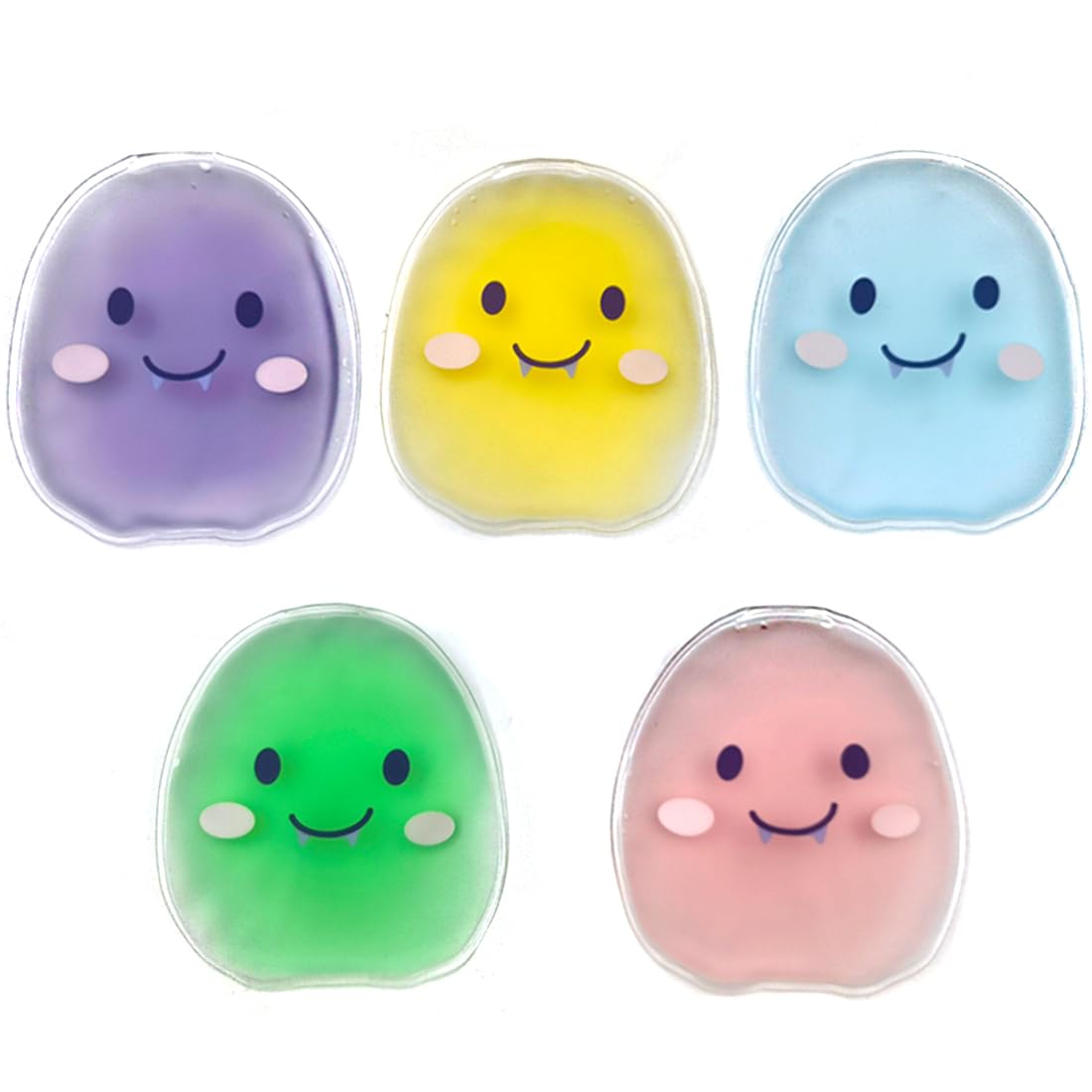 Boo Boo Hot Cold Ice Packs for Pain Relief, Lunch Bags Ice Packs, Reusable Gel Ice Pack for Kids Injuries, Fever, Wisdom Teeth, Tired Eyes, Headaches, Gel Bead Wrap (5 Little Ghosts)