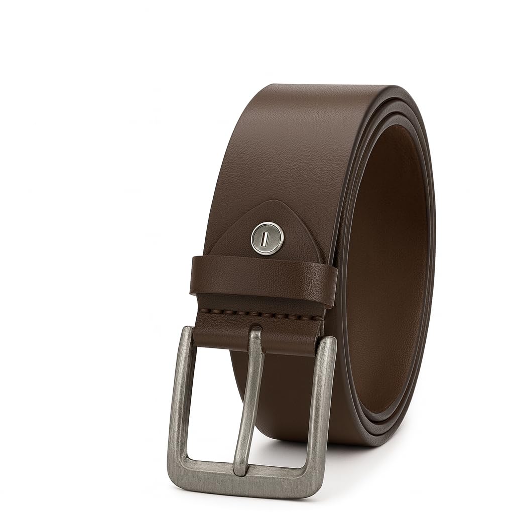 Genuine Leather Belt for Men Premium Brown Leather Belt with Classic Buckle Formal & Casual Wear Gift Box Included-image-7