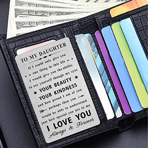 Daughter Mother's Day Gifts from Mom Dad, Daughter Birthday Wedding Engraved Wallet Card Gift3