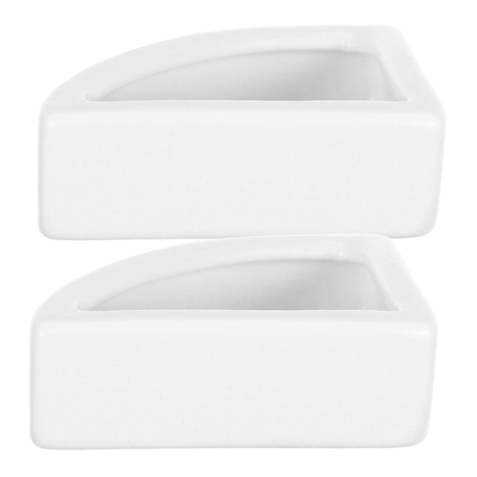 HEMOTON 2Pcs Medium Triangle Reptile Feeding Bowl Escape Food and Water Dish for Lizards Geckos and Reptiles White