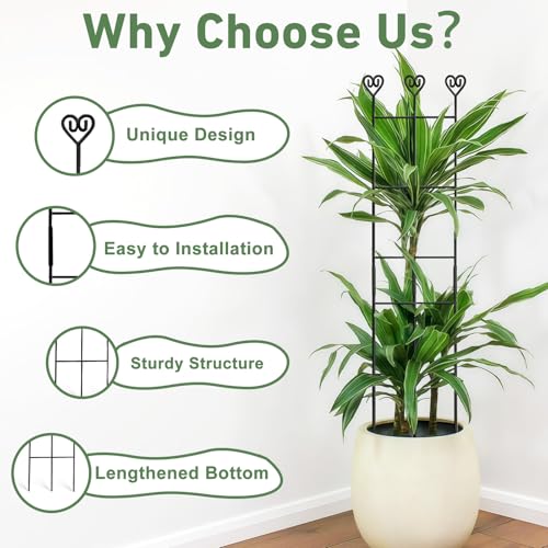 Image of 32in Large Indoor Plant Trellis for Climbing Plants, Expandable Metal Garden Trellis for Potted Plants, Tall Plant Supports for Ivy Pothos Hoya Monstera, 4p