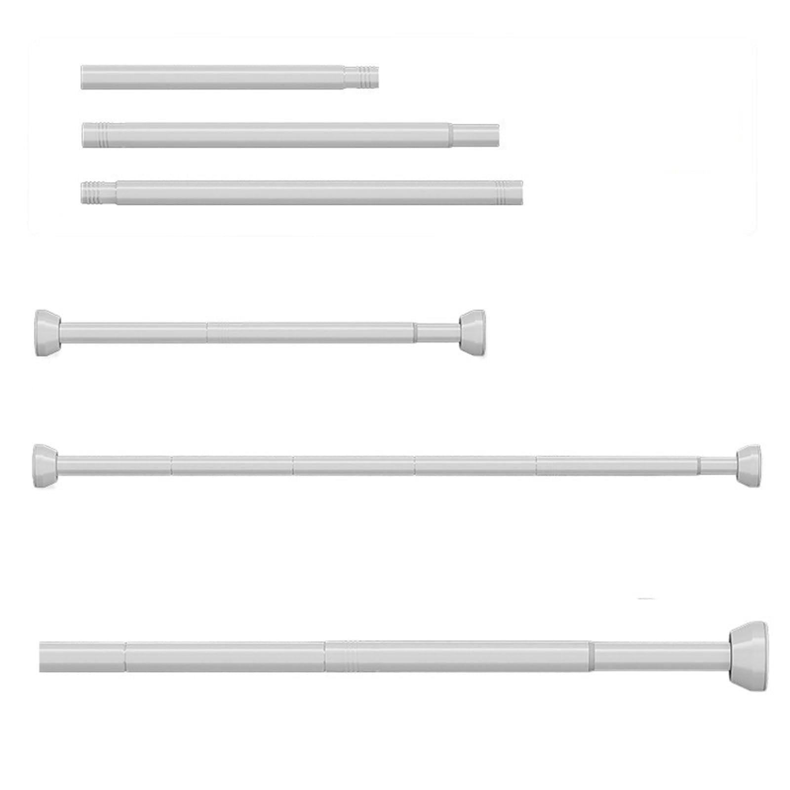 Telescopic Curtain Pole Adjustable Stainless Steel Clothes Drying Rack No-Drill Telescopic Pole Curtain Rod For Balcony Bathroom(White65-175CM)