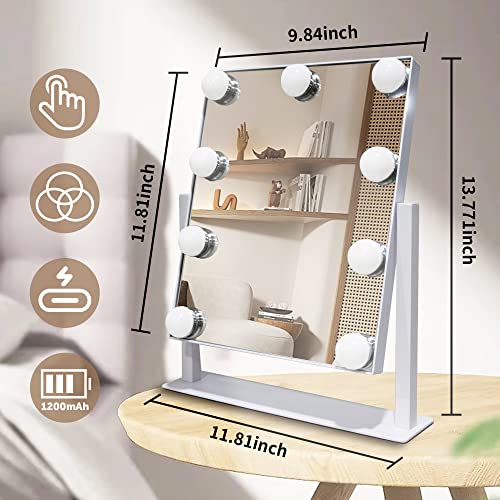 Espejo de maquillaje con luces LED, 10X aumento, rectangular miniatura 2