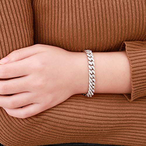 Yimeraire 8Mm Cuban Link Bracelet Iced Out 3 Times 18K Gold Plated/Platinum White Gold Full Cz Prong Set Aaa Diamond Cuban Chain Bracelet Anklet Cuban Link For Women, With Gift Box #TOP3