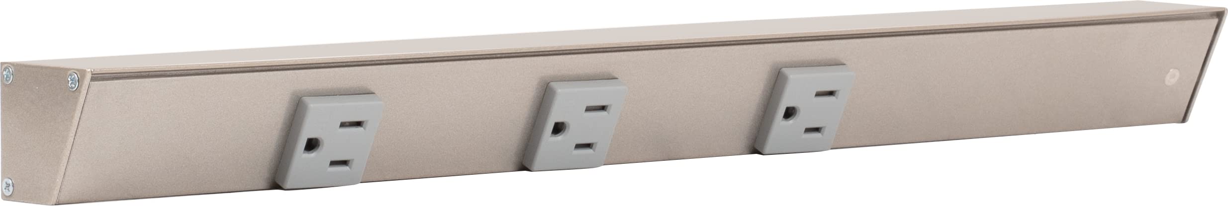 Task Lighting APT Angled Power Strip 18 inch Right, 3 Receptacles, Satin Nickel