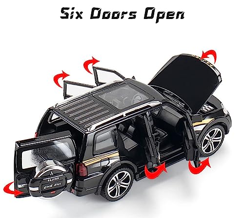 Image of 1:32 Scale Die-Cast Metal Pajjero with Openable Doors,Music,Lights & Pull Back Action (Black)