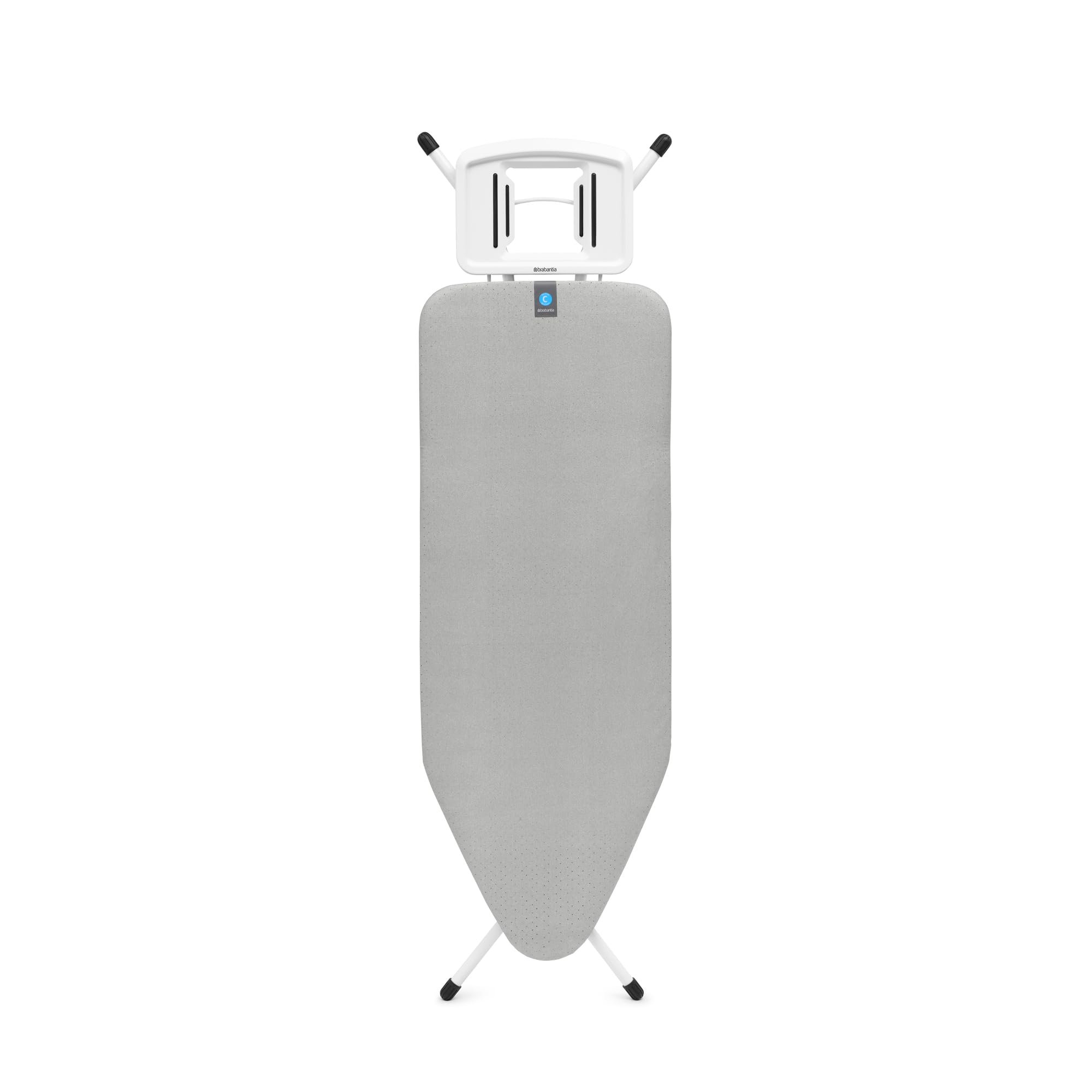 Brabantia Ironing Board C, 124x45cm - Metallised | 100% Fairtrade Cotton | Stable & Large Ironing Board | Foldable with Adjustable Height & Solid Steam Iron Rest | Fairtrade & C2C Certified