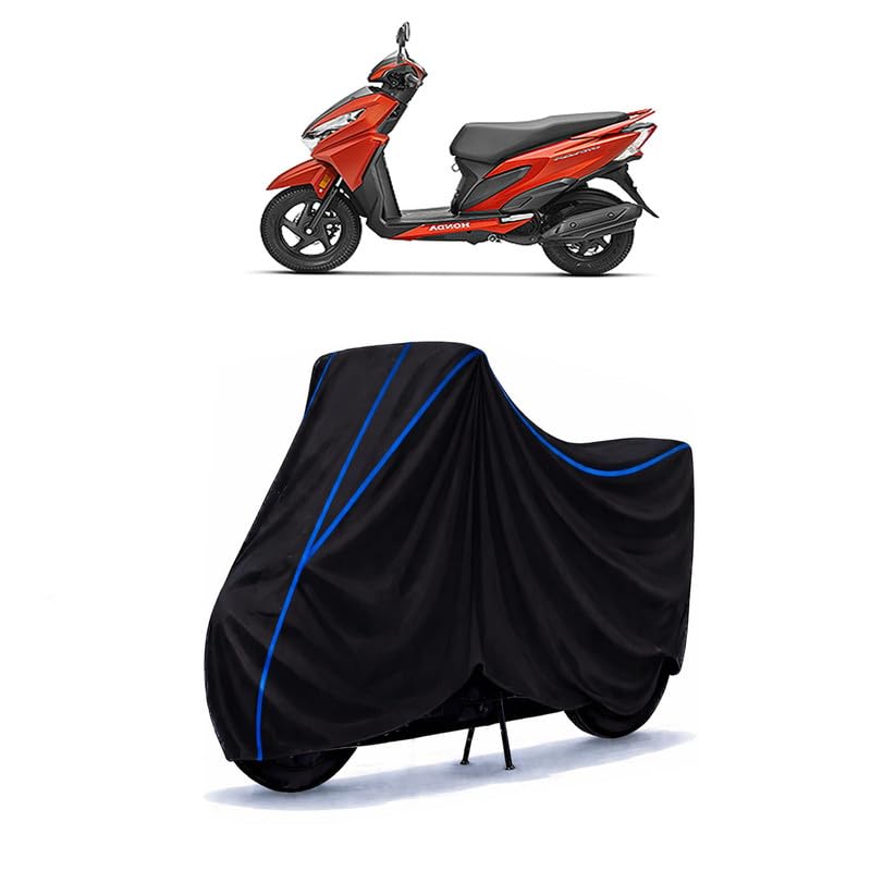 Image of Scooty Cover Water Resistant for Grazia new | Universal Scooter & Bike Cover | Heavy Duty UV Dust, Rain & Scratch Protection | Elastic Fit All Weather Indoor Outdoor | Black with Blue Piping