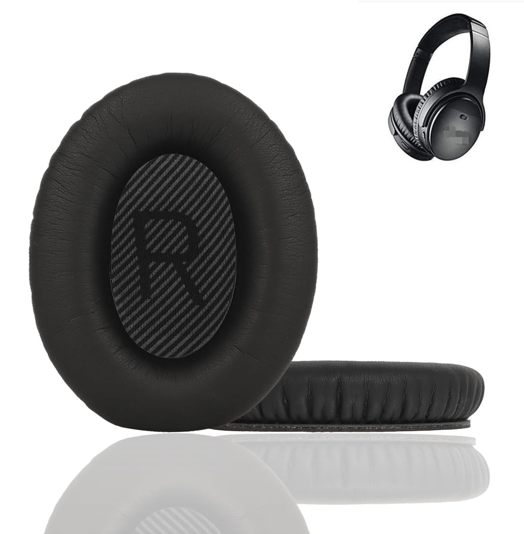 SEEFY Professional QC35 Replacement Ear Pads Cushions, Ear Cups Compatible with Bose QuietComfort 35 (QC35) and Quiet Comfort 35 II (QC35 II) Over-Ear Headphones (Black)