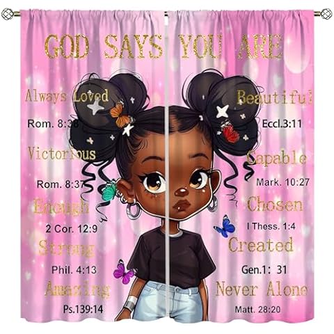 AAVEUP Black Girl Decor Curtains for Kids thumbnail