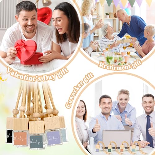 Image of Funnymoom 30 Pcs Appreciation Gift Bulk Car Air Freshener Diffuser Hanging Car Empty Glass Oil Diffuser Thank You Gifts for Employee Dietitian Coworker Social Worker Nurse (Thank You)