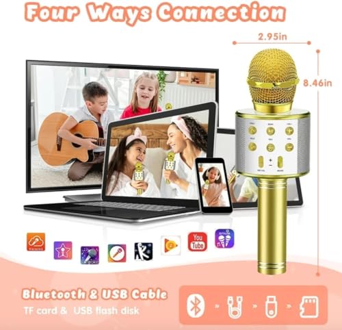 Generic Kids Wireless Karaoke Mic Gold - Image 5